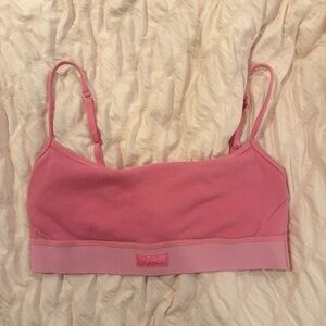 SKIMS Pink Ribbed Seamless Bralette